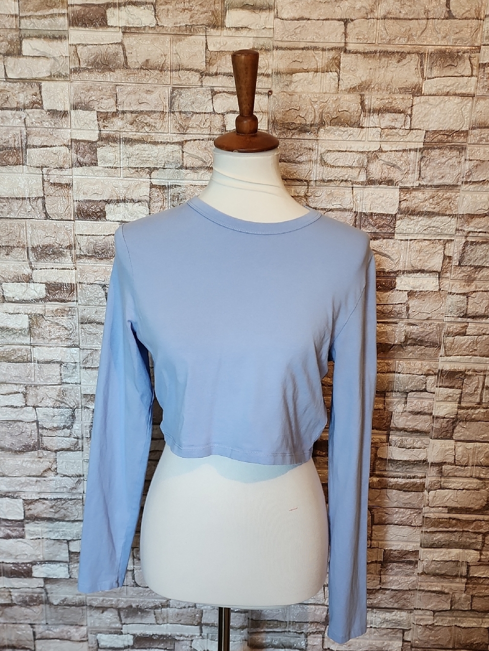 Cotton On Light Blue Long Sleeve Crop Top
